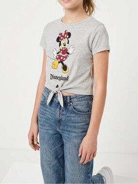 NWT Disney Disneyland Minnie Mouse Tie-Front Crop Tee – Girl's Large